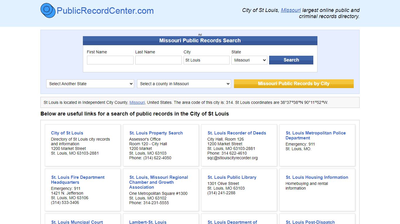 St Louis, Missouri Public Records and Criminal Background Check